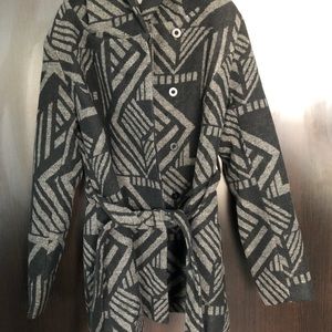 Black/Grey Patterned Pea Coat